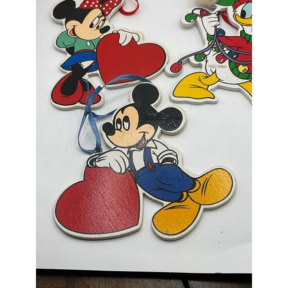 Vintage Disney Kurt S Adler Mickey Minnie Donald Wood Christmas Ornaments Lot 3 - Picture 3 of 5